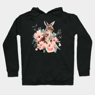 kangaroo with baby and flowers Hoodie